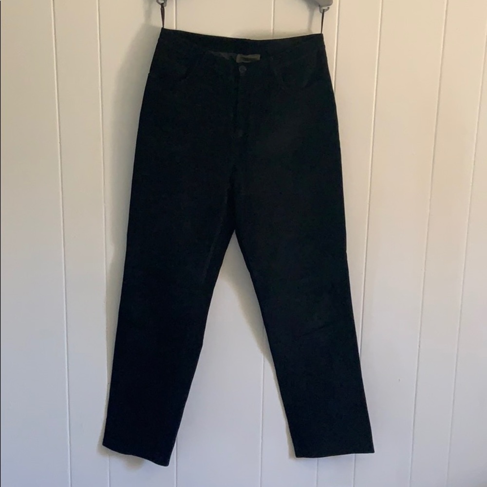 Black Suede Leather Pants - 10